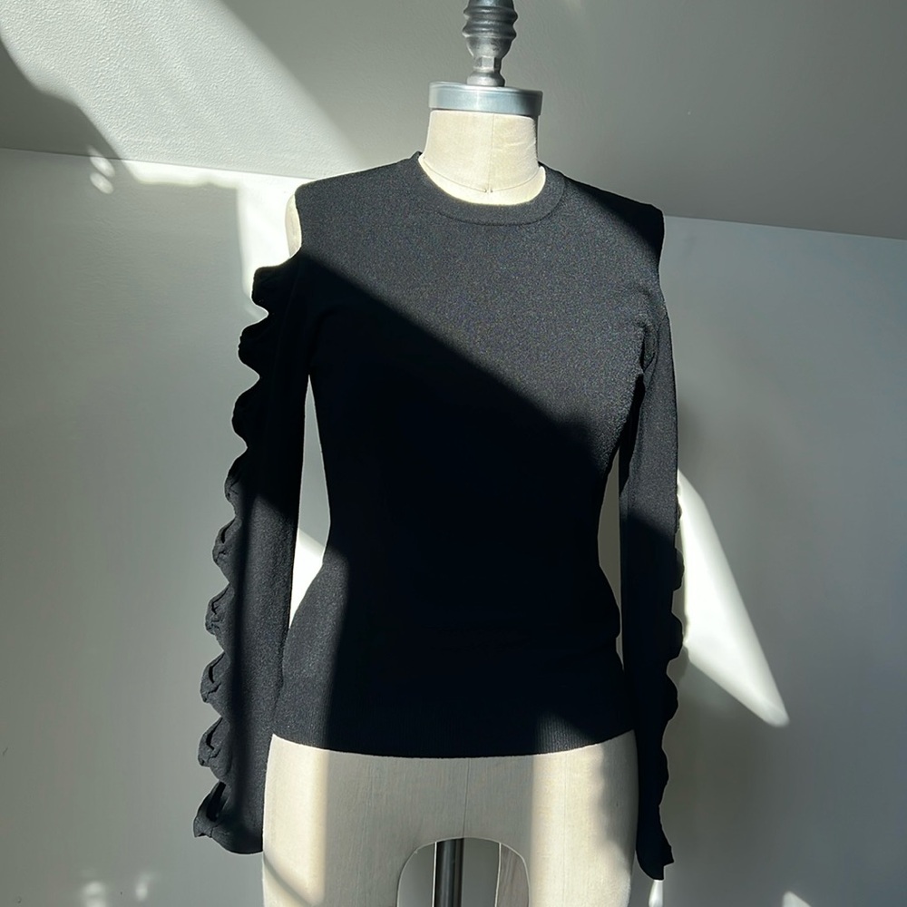 Cutout Bow Detail Sleeve Sweater